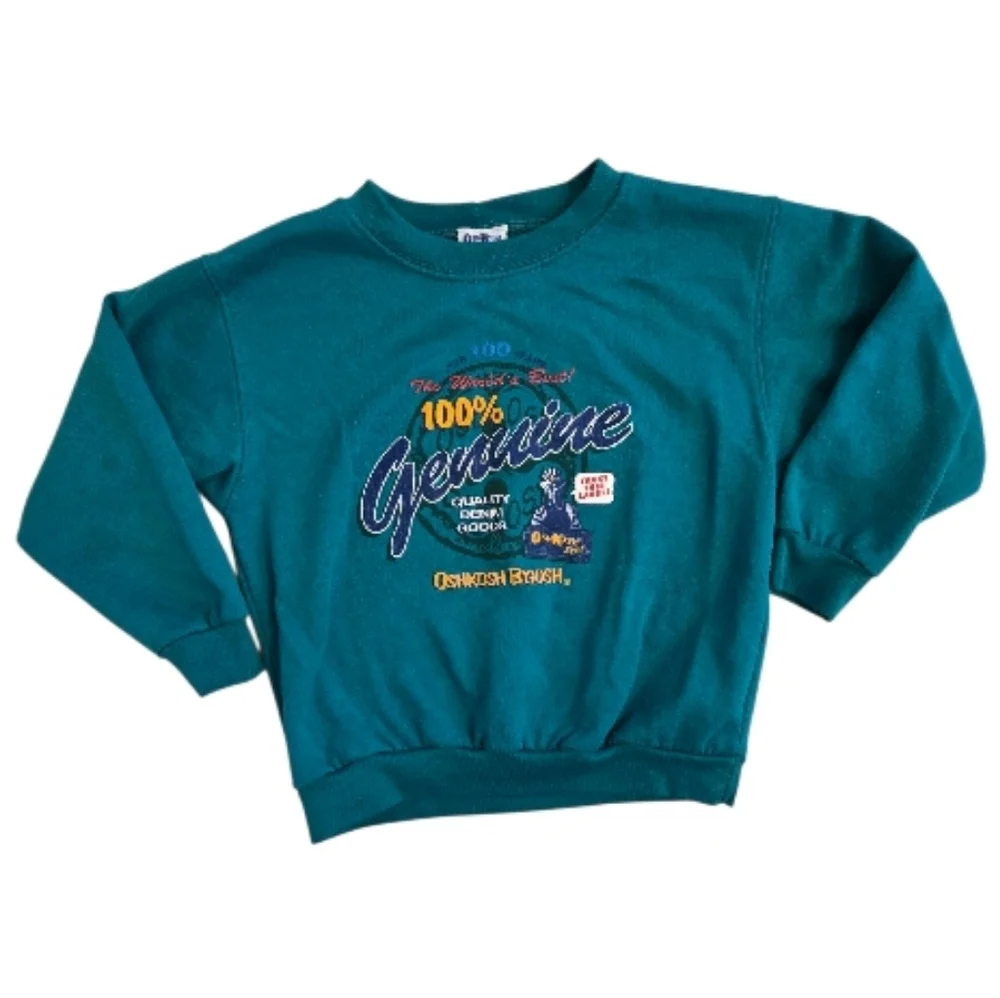 Vintage 1990s OshKosh B'gosh Teal Graphic Sweatshirt